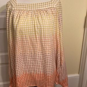 Lauren Conrad plaid yellow orange blouse
